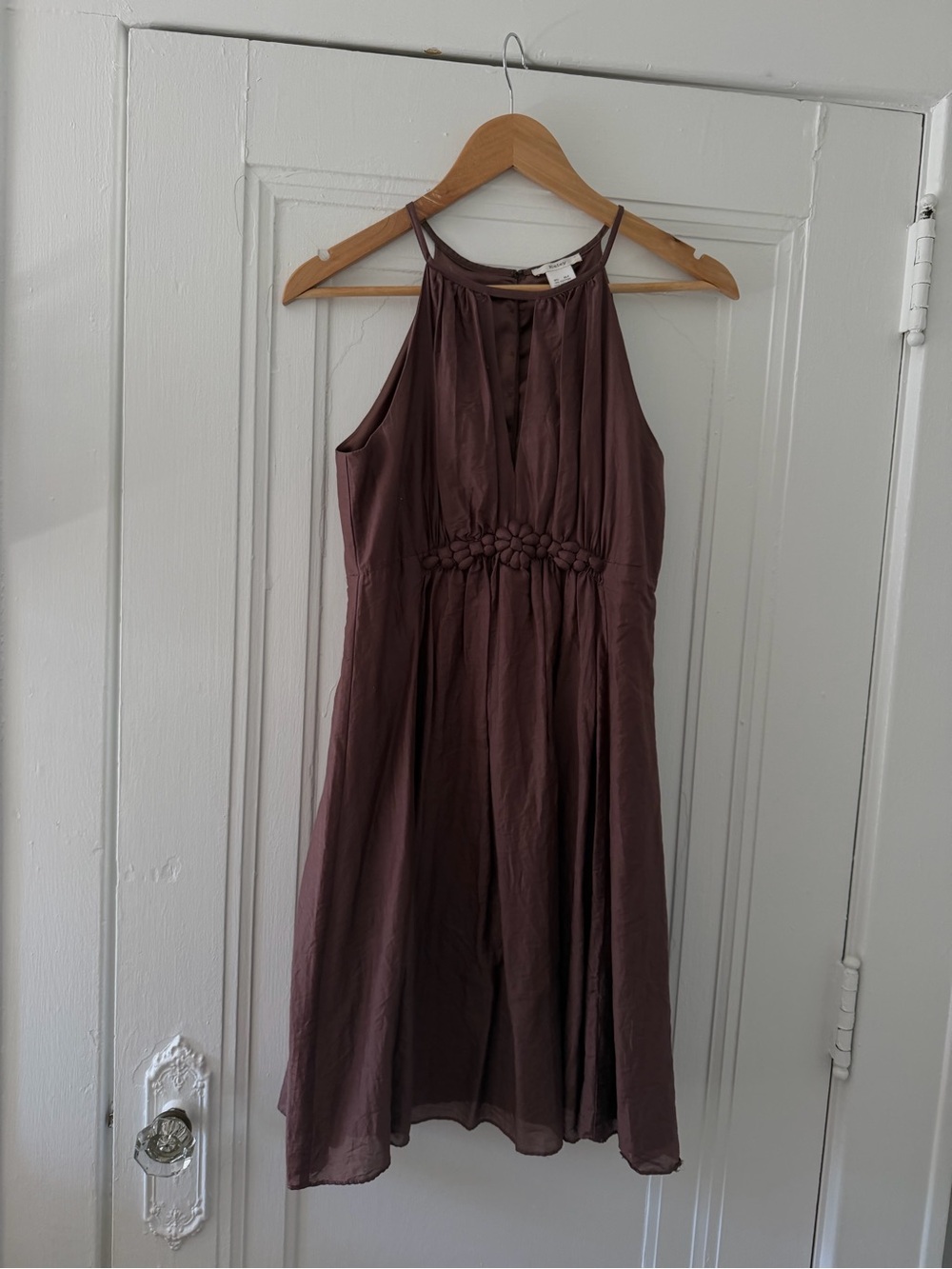 Purple Halter Dress with Floral Waist Detail